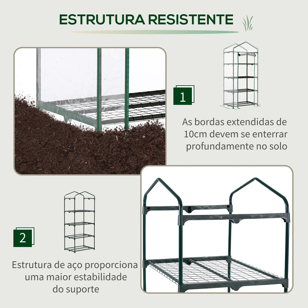 Estufa de Jardim com 4 Prateleiras e Cobertura de PVC Estufa de Aço pa