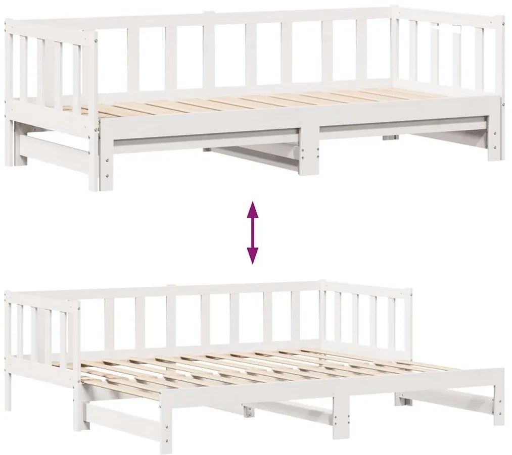 Sofá-cama com gavetão e gavetas sem colchão 90x190 cm branco