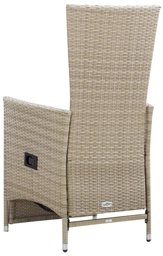 Cadeiras jardim reclináveis 2 pcs c/ almofadões vime PE bege