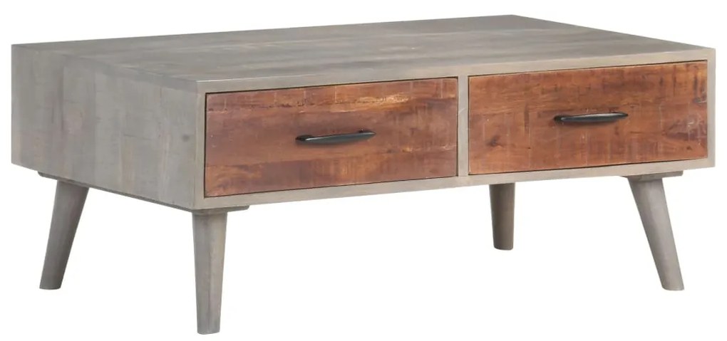 Mesa de centro 100x60x40 cm mangueira maciça áspera cinzento