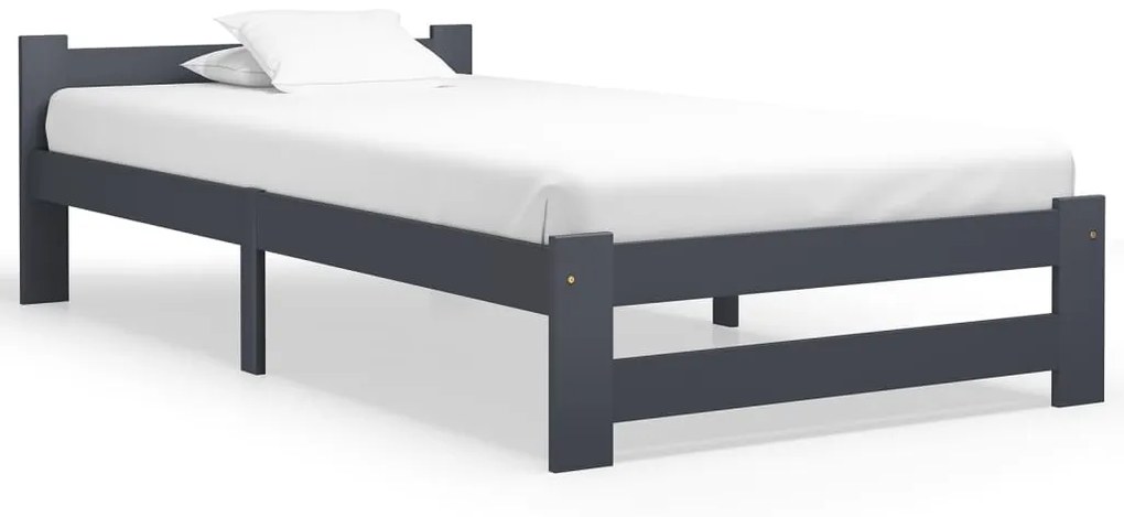 vidaXL Estrutura de cama 90x200 cm madeira pinho maciço cinza-escuro