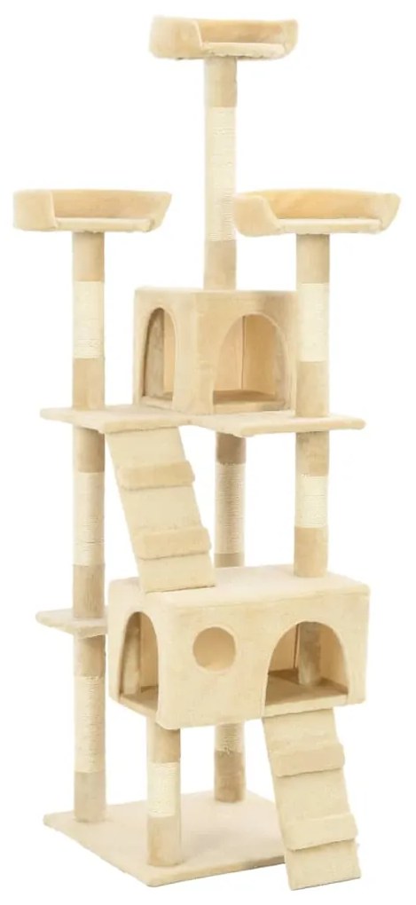 vidaXL Árvore para gatos c/ postes arranhadores sisal 170 cm bege