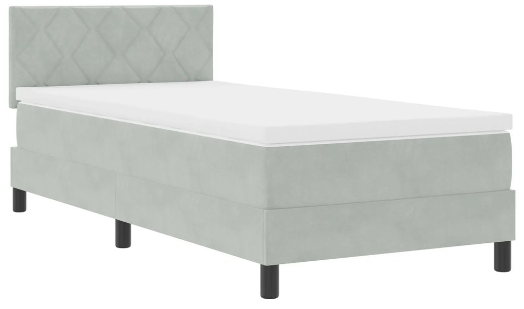 Cama com Box Spring e Colchão vidaXL Cinza Claro 90x200 cm Veludo