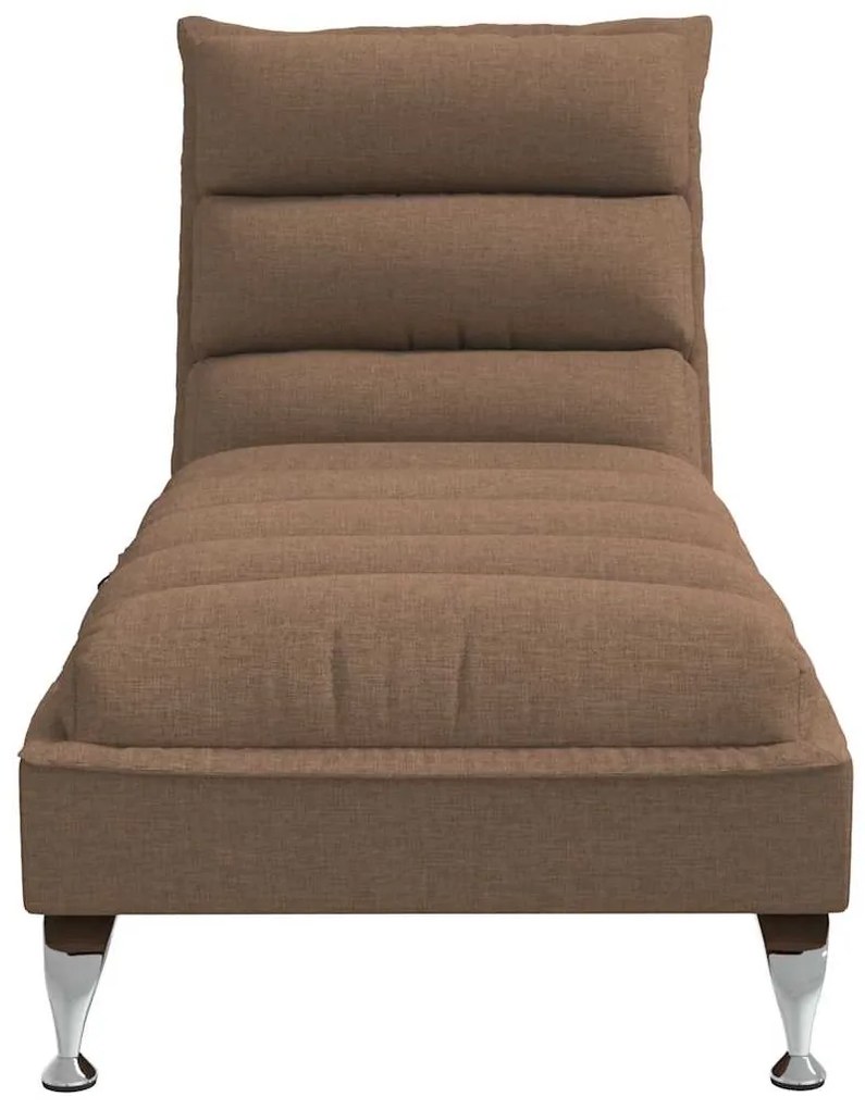 Chaise lounge de massagem com almofadões tecido castanho