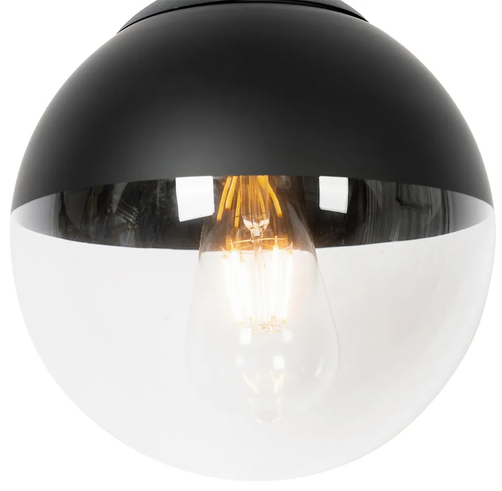 Candeeiro de suspensão retro preto com vidro transparente 20 cm - Eclipse Retro