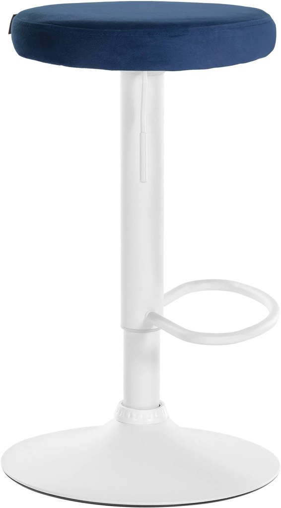 Banco de bar Ponte em veludo e com estrutura branca 38,5 x 60-81 x 38,5 cm Azul