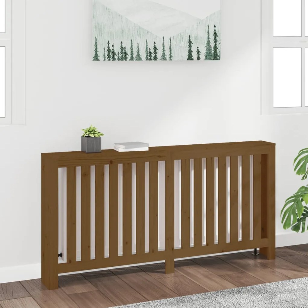 822584 vidaXL Cobertura de radiador 169x19x84 cm pinho maciço castanho mel