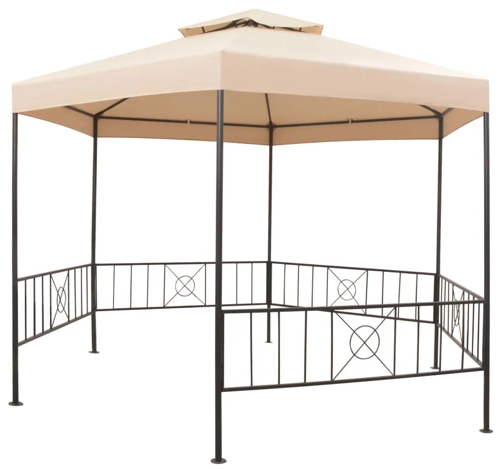 Tenda/gazebo de jardim hexagonal 323x265 cm bege