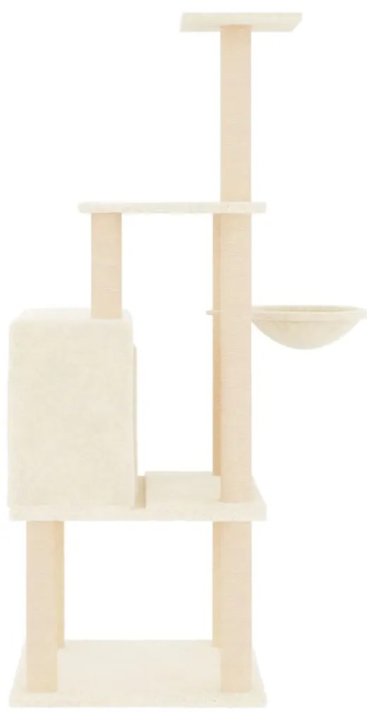 Árvore p/ gatos c/ postes arranhadores sisal 132 cm cor creme