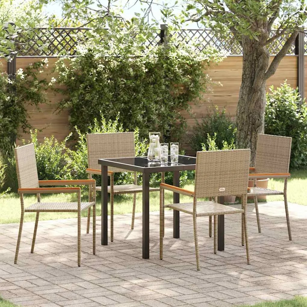vidaXL Conjunto de Jantar de Jardim 5 Peças Bege em Rattan Sintético