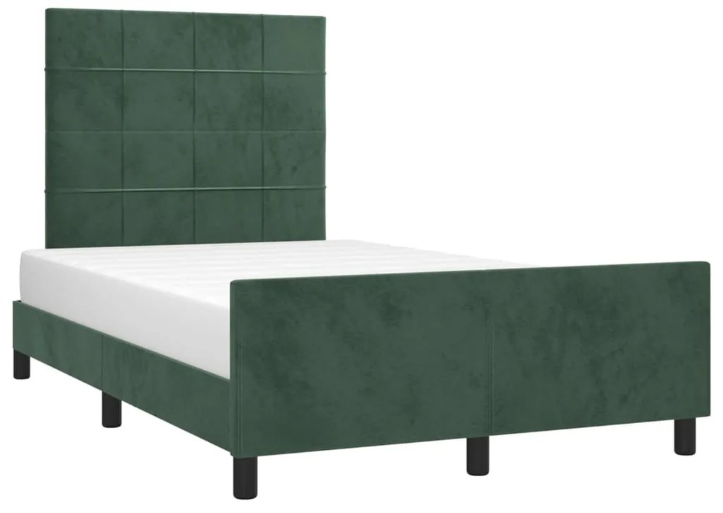 Estrutura de cama com colchão verde escuro 120x190 cm Veludo