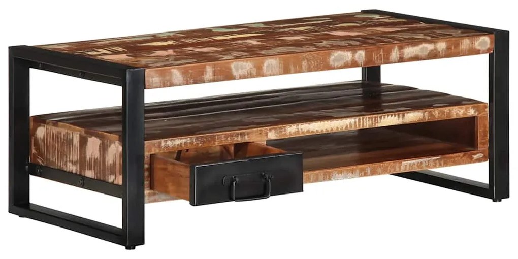 Mesa de centro multicor 90x50x36 cm madeira maciça recuperada