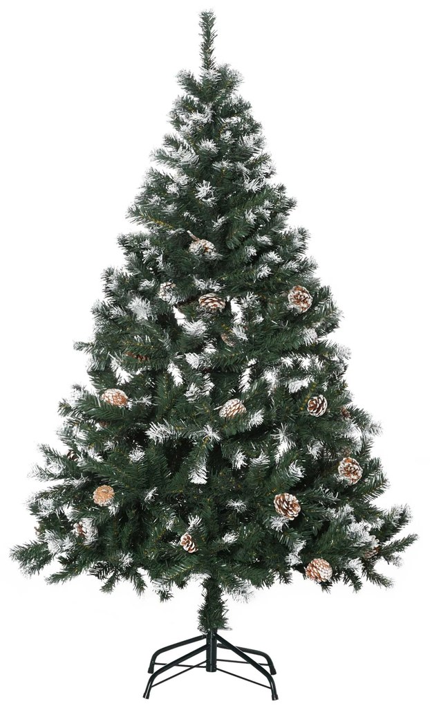 HOMCOM Árvore de Natal Artificial 150cm com 676 Ramas e 41 Pinhas Folh