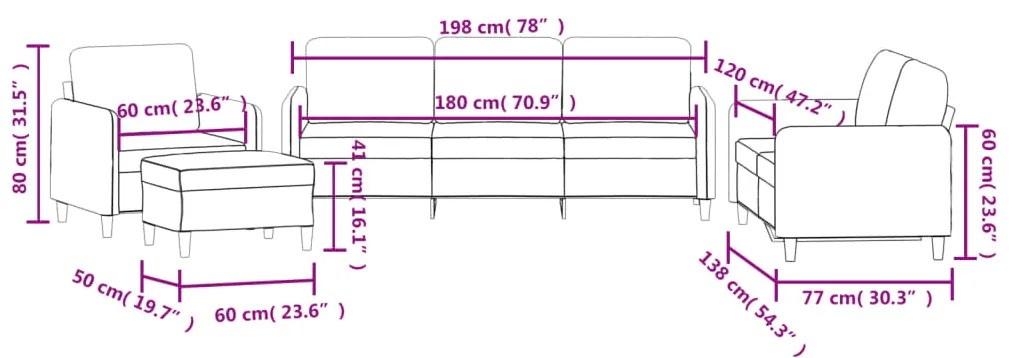 4 pcs conjunto de sofás veludo cinzento-escuro
