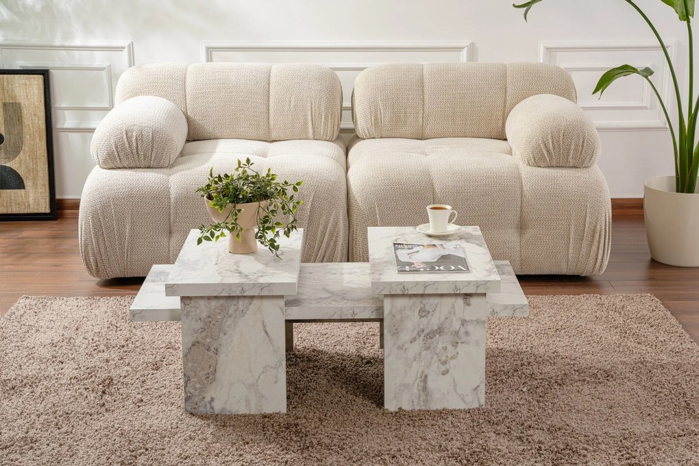 Mesa de Café Sanctuary - Mármore Freesia - 110x39,3x45 cm