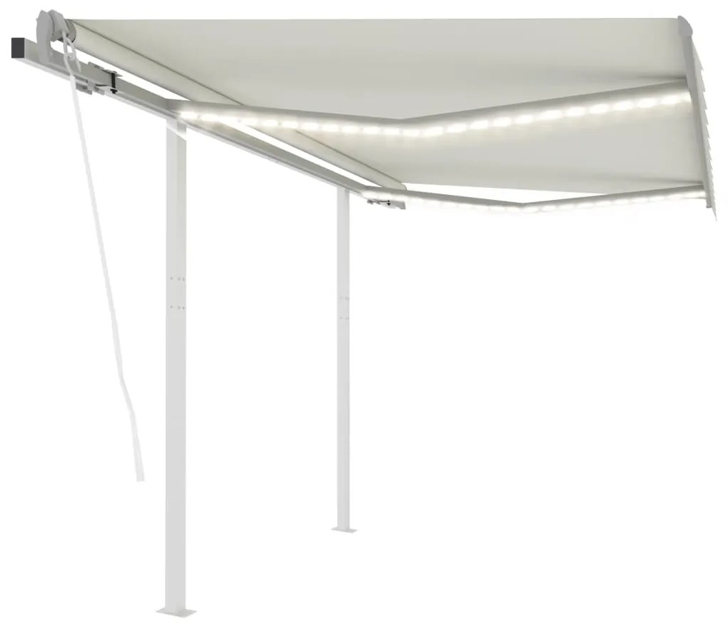 vidaXL Toldo automático LED e sensor de vento 3x2,5 m cor creme