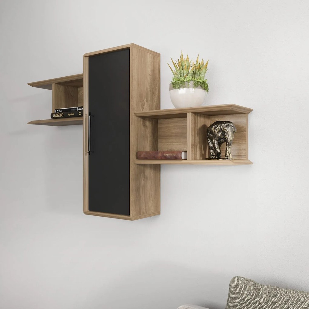 Prateleira de Parede Olida – Nogueira/Preto – 118,6 x 35 x 51,8 cm