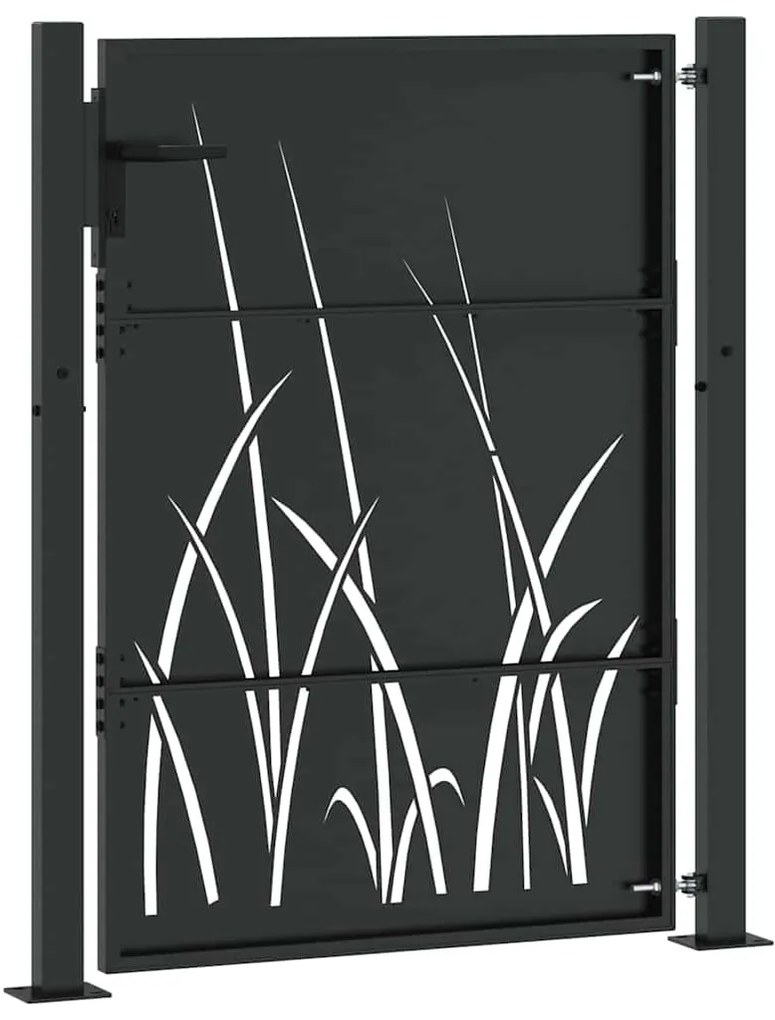 Portão de Jardim Preto 105 x 150 cm Aço com Revestimento em Pó