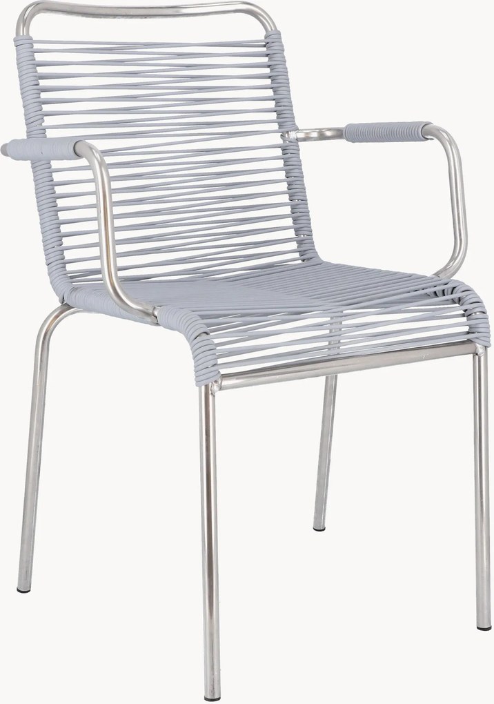 Cadeiras de braços artesanais empilháveis para jardim Mya Spaghetti, conjunto de 4