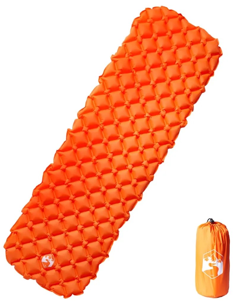 vidaXL Colchão de campismo insuflável 1 pessoa 190x58x6 cm laranja