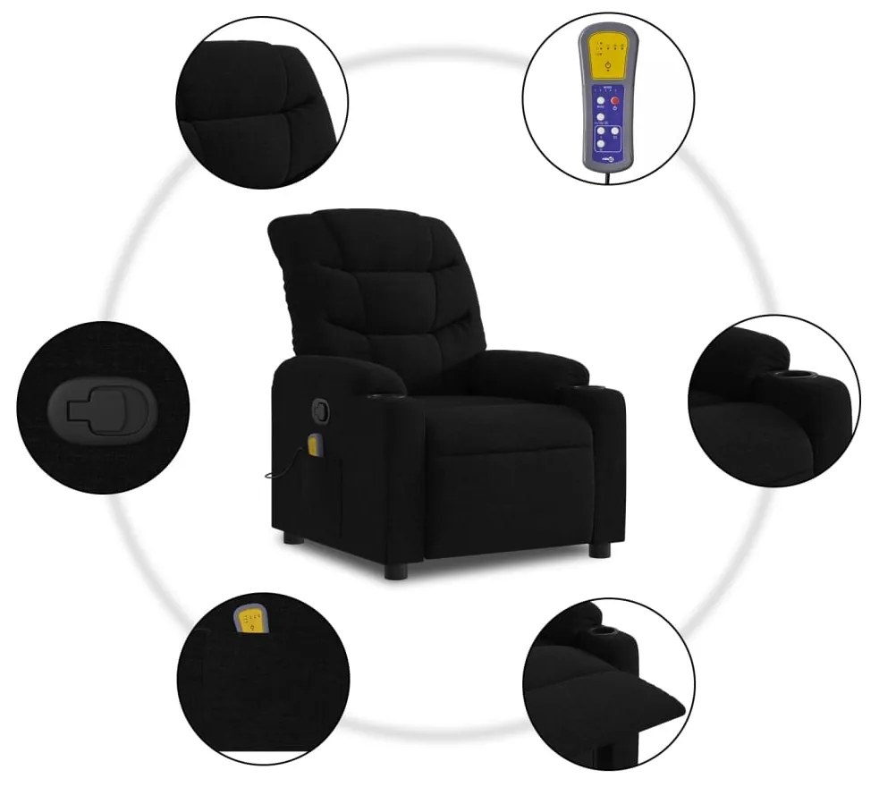 Poltrona de massagens reclinável tecido preto