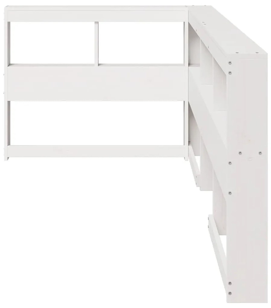 Estante cabeceira forma de L 100 cm madeira pinho maciça branco