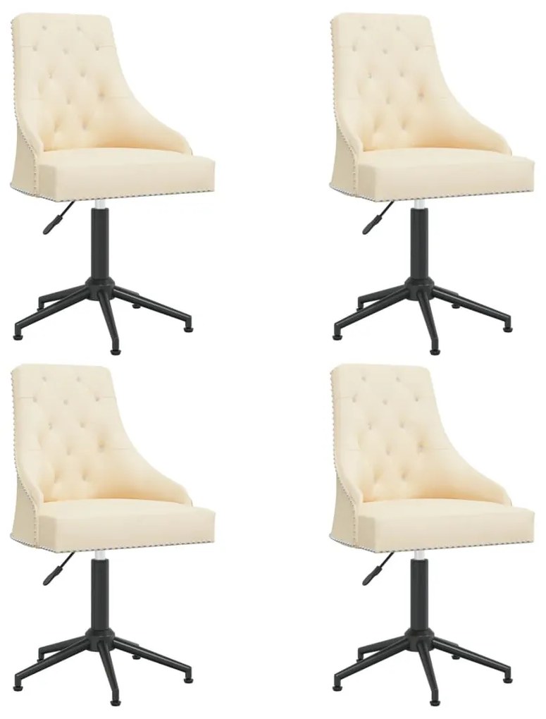 vidaXL Cadeiras de jantar giratórias 4 pcs veludo cor creme