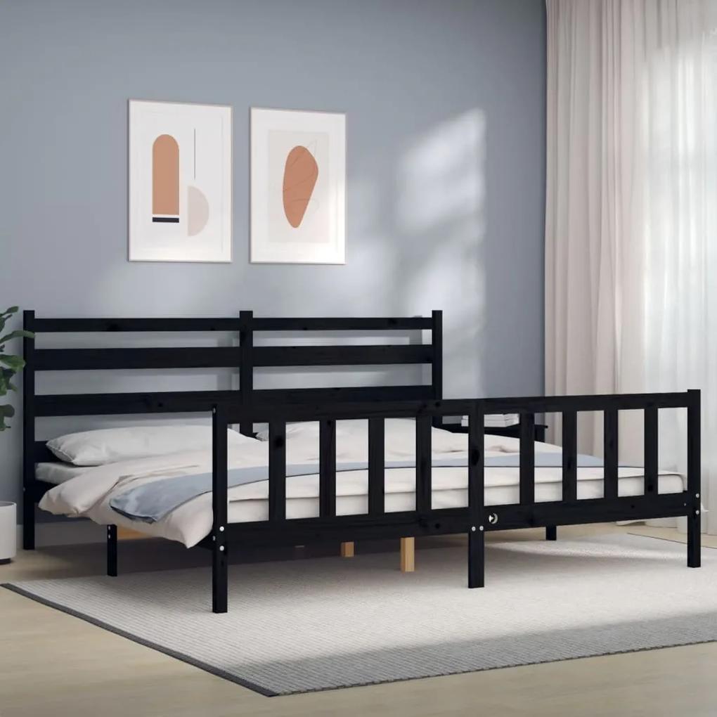 3192055 vidaXL Estrutura de cama com cabeceira 180x200 cm madeira maciça preto
