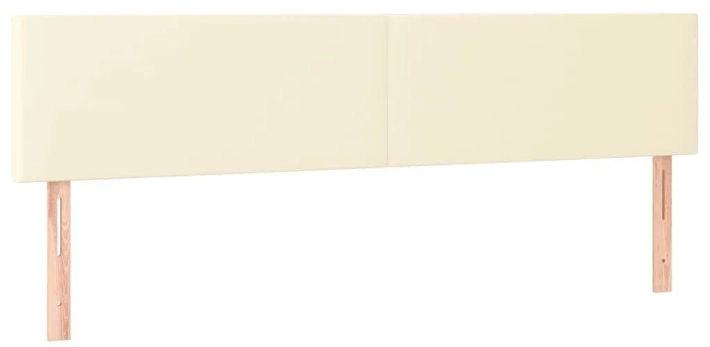 Cabeceira de cama c/ LED 180x5x78/88 cm couro artificial creme