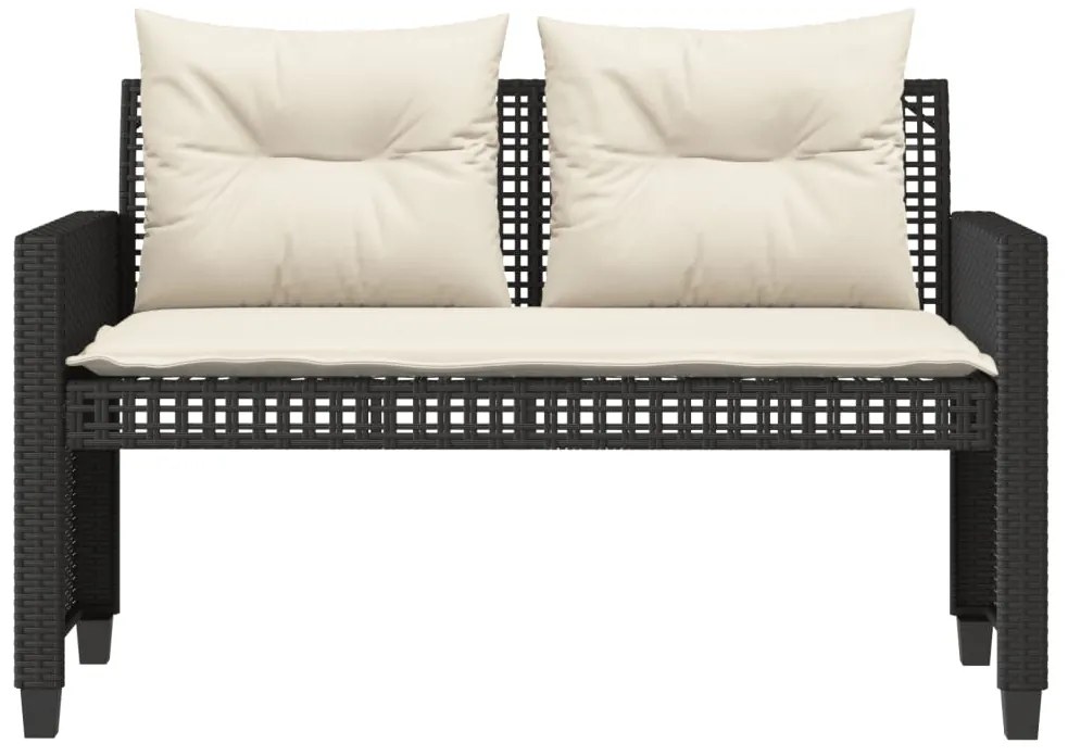 4 pcs conj. sofás p/ jardim c/ almofadões vime PE/vidro preto