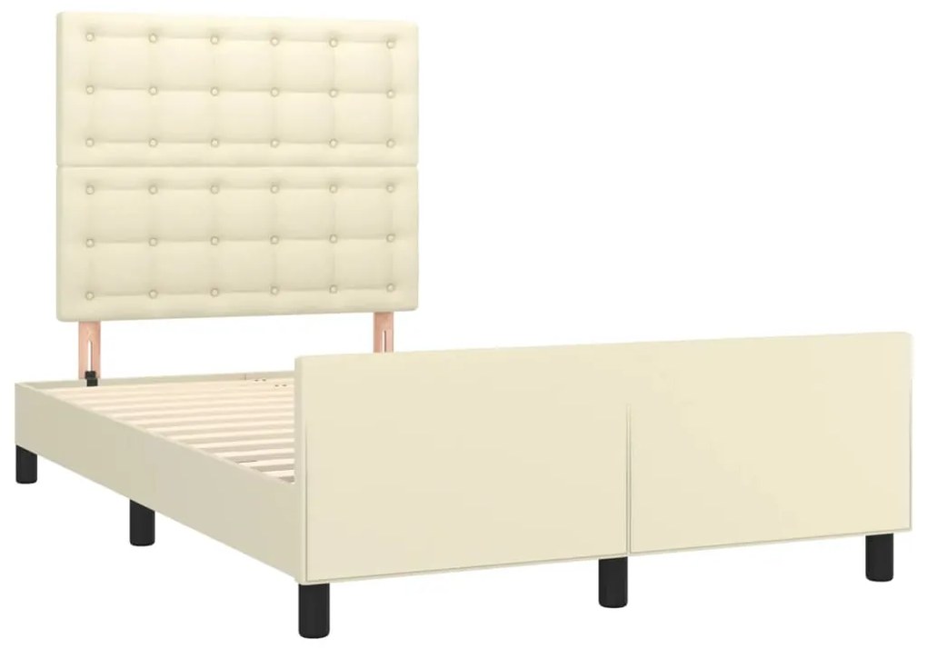 Estrutura de cama c/ cabeceira couro artificial 120x200cm creme
