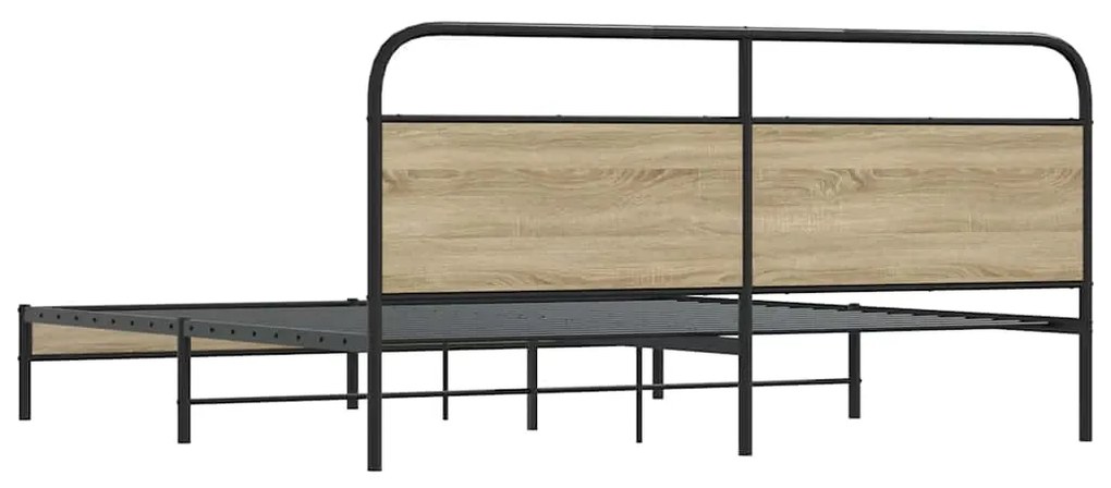 Estrutura de cama sem colchão 193x203cm metal carvalho fumado
