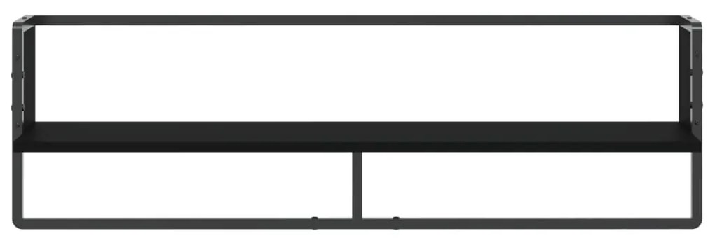 Prateleira de parede com barra 100x25x30 cm preto