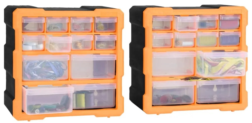 Caixas organizadoras com 12 gavetas 2 pcs 26,5x16x26 cm