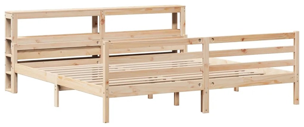 Estrutura de cama com cabeceira 200x200 cm pinho maciço