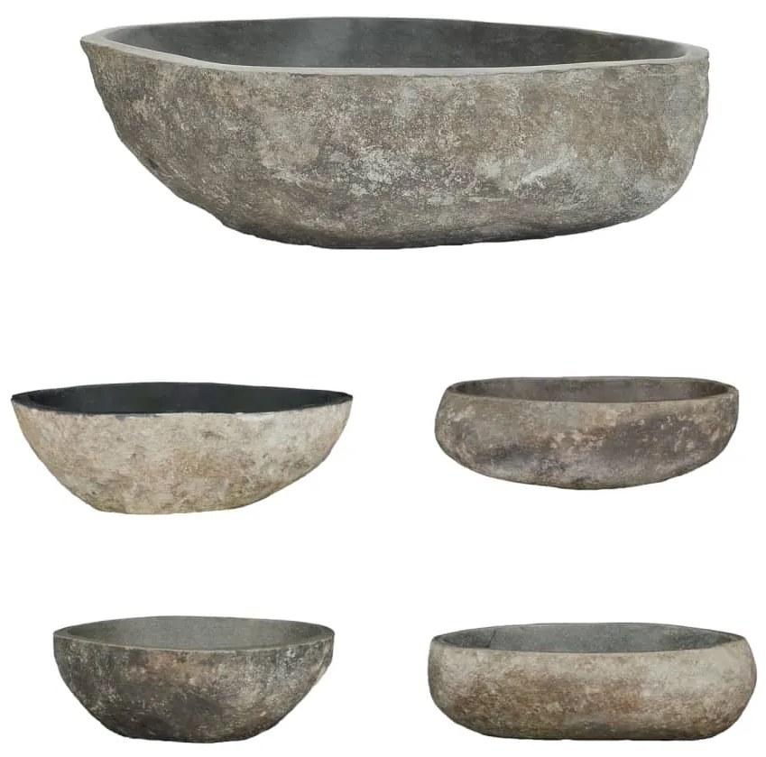 Lavatório Oval Nature em Pedra do Rio - 45-53 cm - Design Rústico