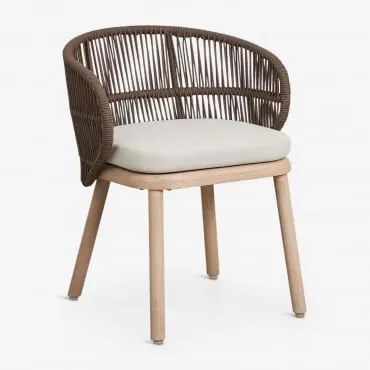 Pack De 4 Cadeiras De Jardim Em Madeira De Acácia E Corda Trançada Capri Castanho Chocolate - Sklum