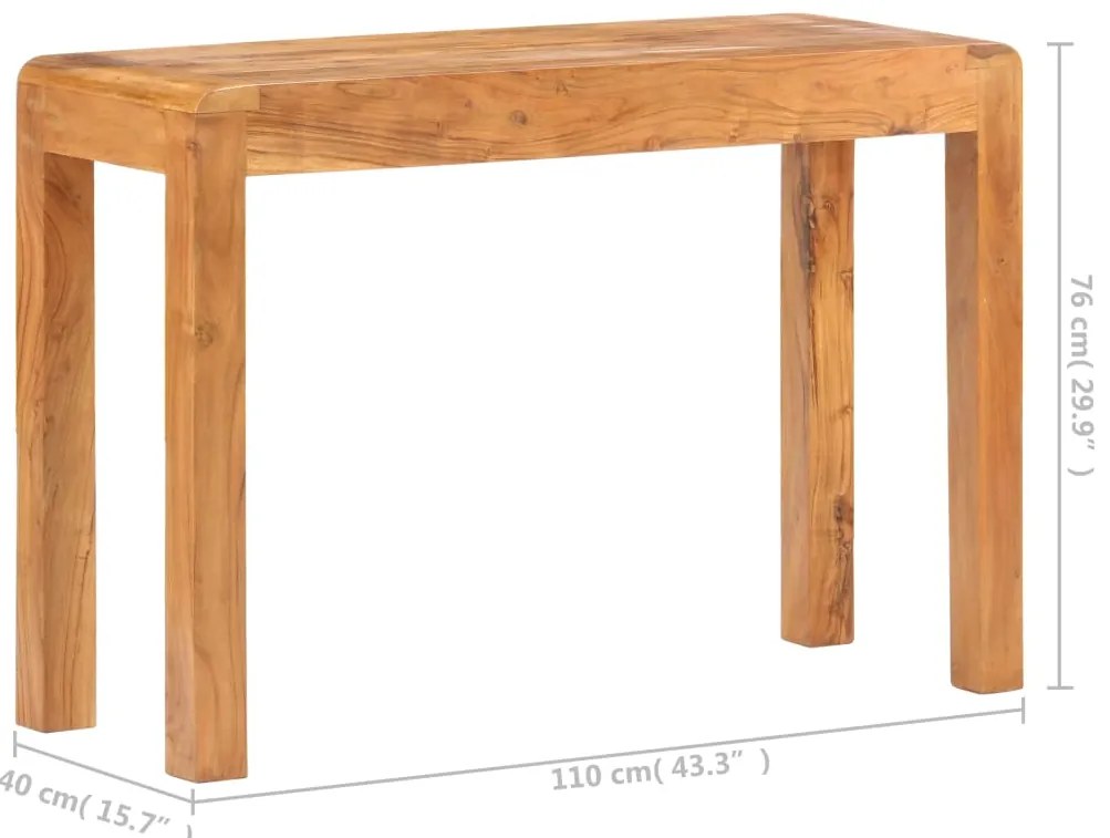 Mesa consola 110x40x76 cm acácia maciça c/ acabamento a mel