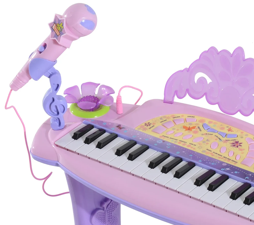 Teclado Piano Infantil Musical Rock Star 37 Teclas com Microfone e