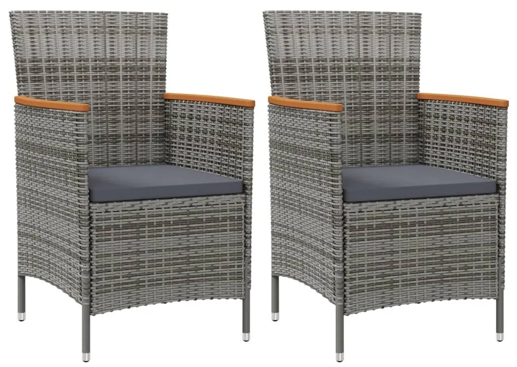 vidaXL Cadeiras de jantar para jardim 2 pcs vime PE cinzento