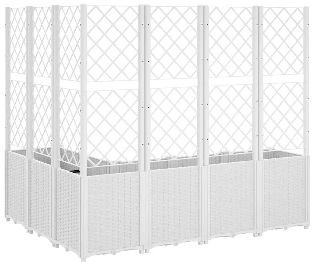 Vaso/floreira jardim c/ treliça 160x120x140 cm PP branco