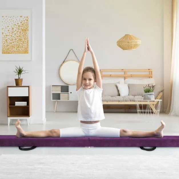 Barra de equilíbrio Ginástica dobrável com base de madeira maciça e superfície antiderrapante de espuma portátil com alça para crianças e adolescente