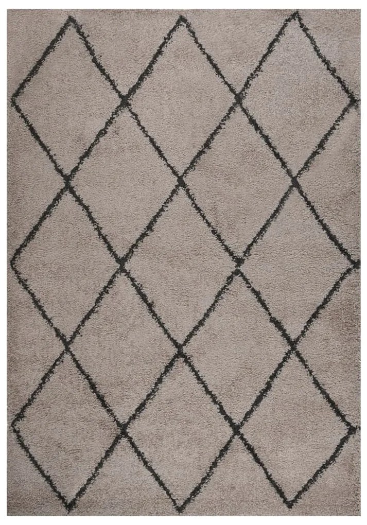 342154 vidaXL Tapete shaggy de pelo alto 140x200 cm bege/antracite