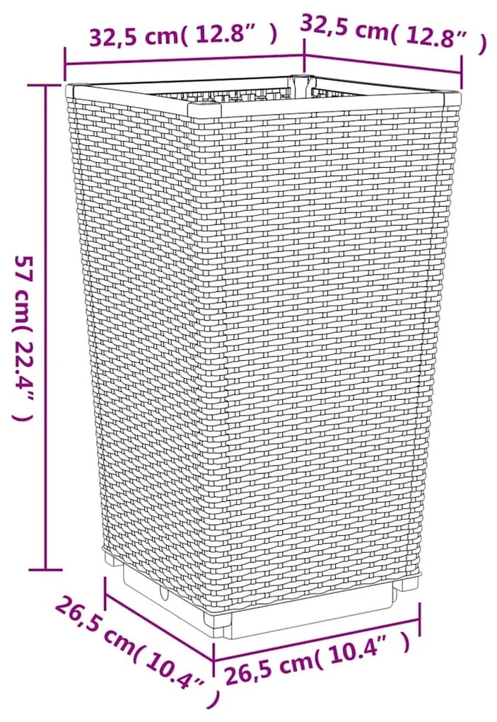 Vasos/floreiras 2 pcs 32,5x32,5x57 cm PP cinzento azul