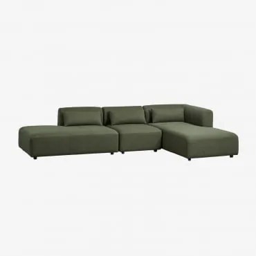 Sofá Modular Chaise Longue Direito De 3 Peças Com Divã Fogler Tecido Pele De Borrego Verde Sálvia - Sklum
