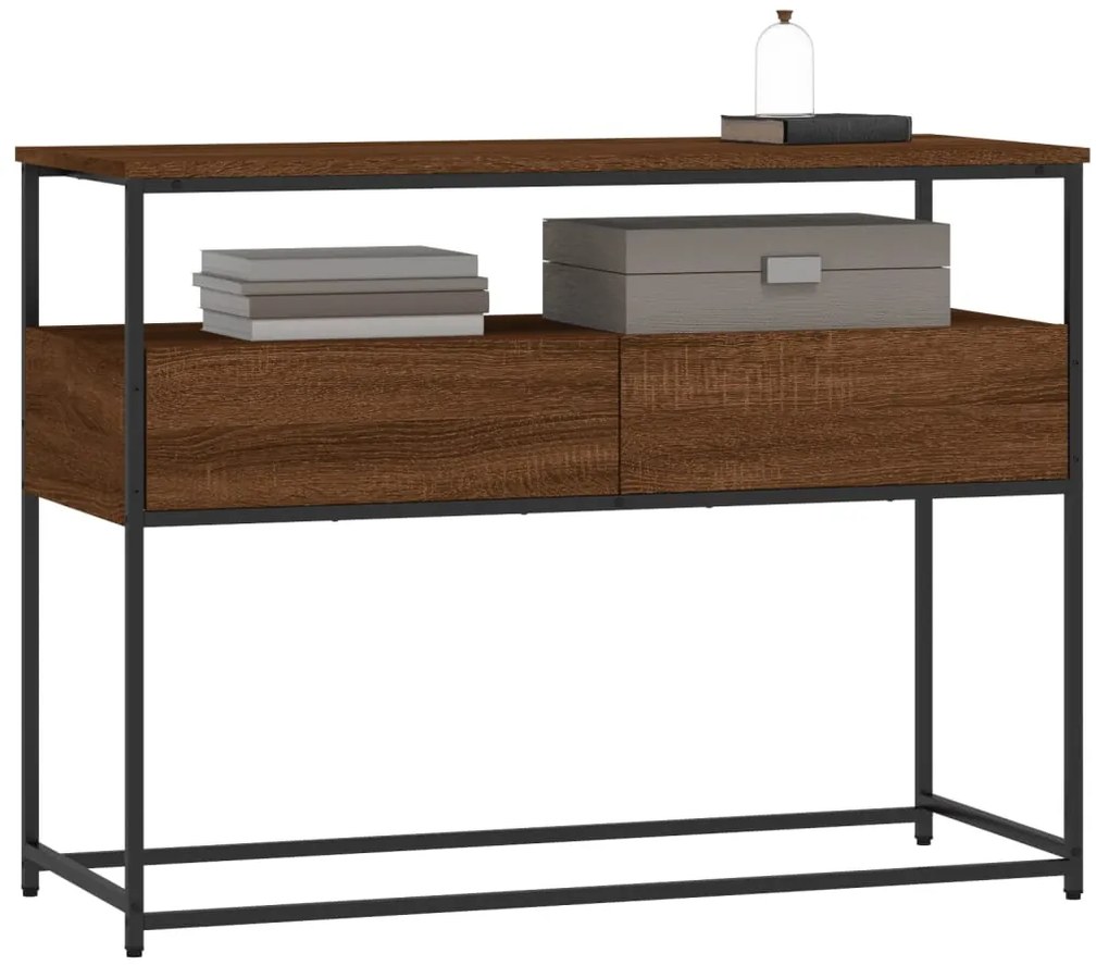Mesa consola 100x40x75 cm derivados madeira carvalho castanho