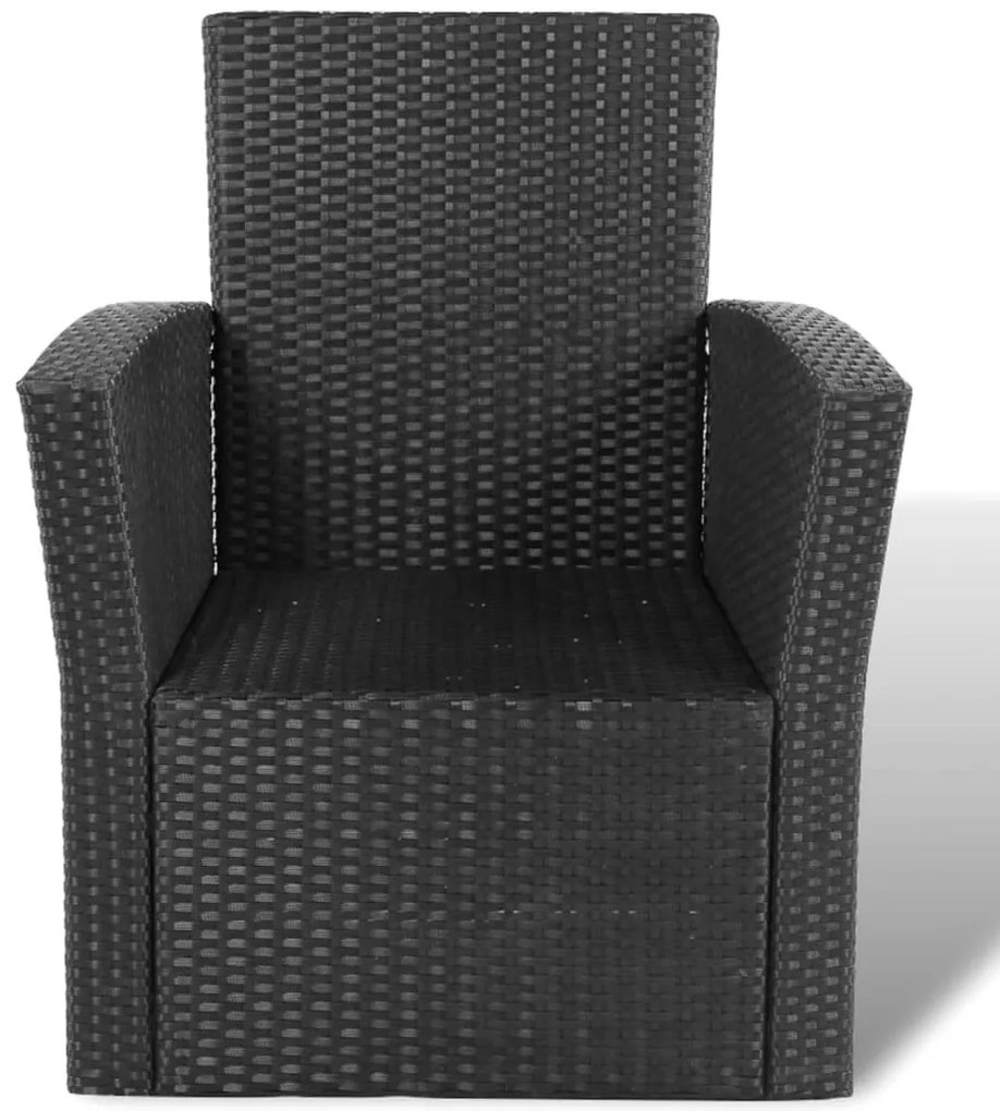 4 pcs conjunto lounge de jardim c/ almofadões vime PE preto