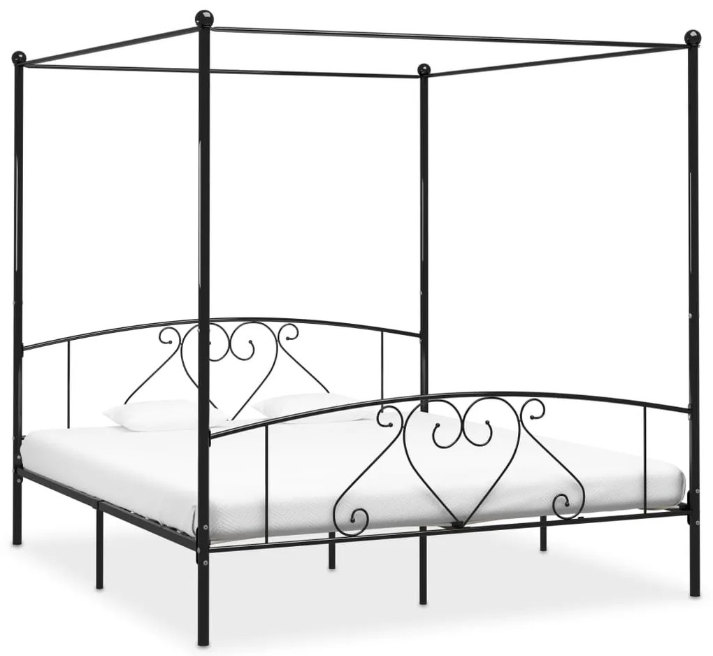 Estrutura de cama dossel 180x200 cm metal preto