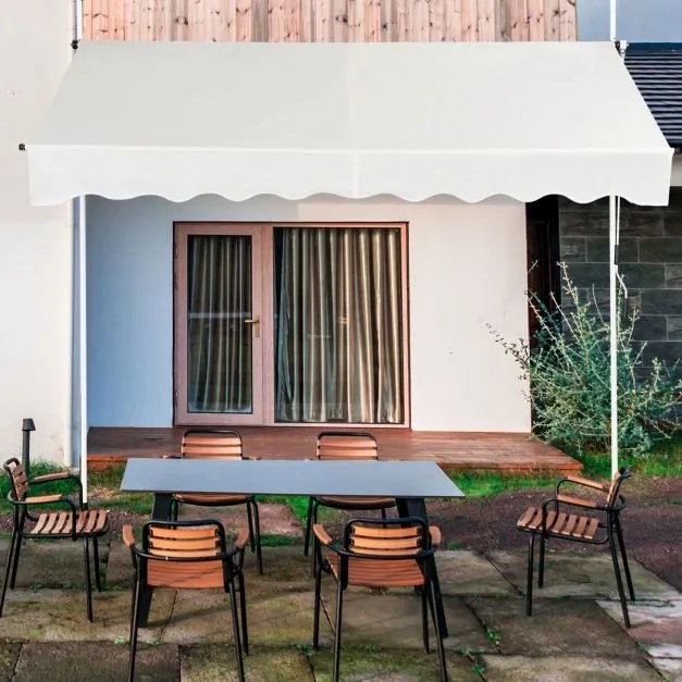 Toldo telescópico e retrátil resistente aos raios UV impermeável com manivela manual altura regulável para janela varanda 250 x 125 cm bege