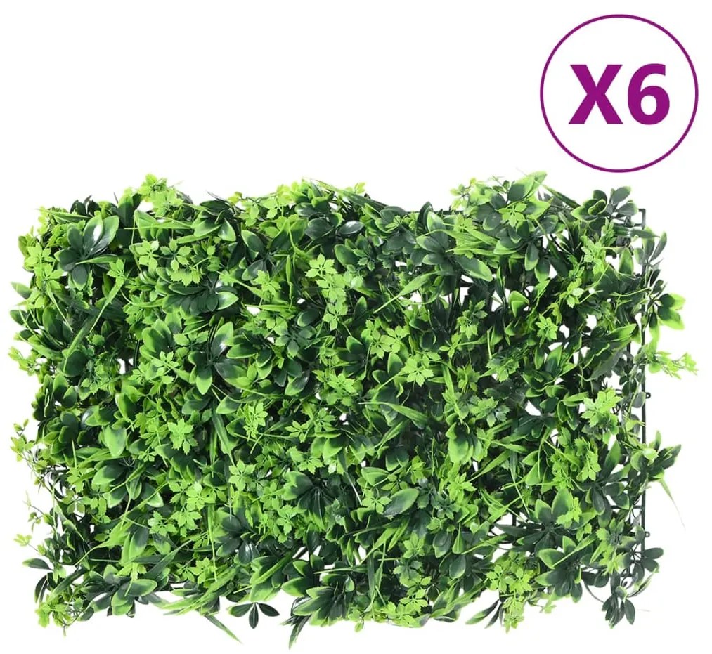  vidaXL Vedação de folhas artificiais 6 pcs 40x60 cm verde